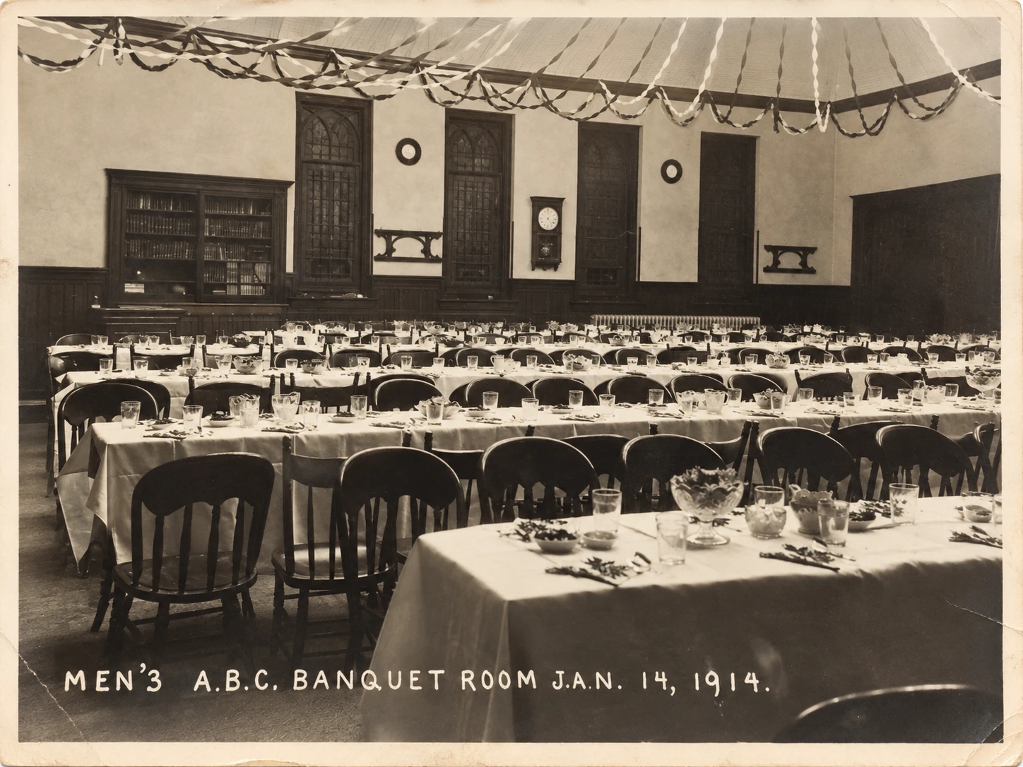 Men's ABC banquet room at Zion Lutheran Church in 1914