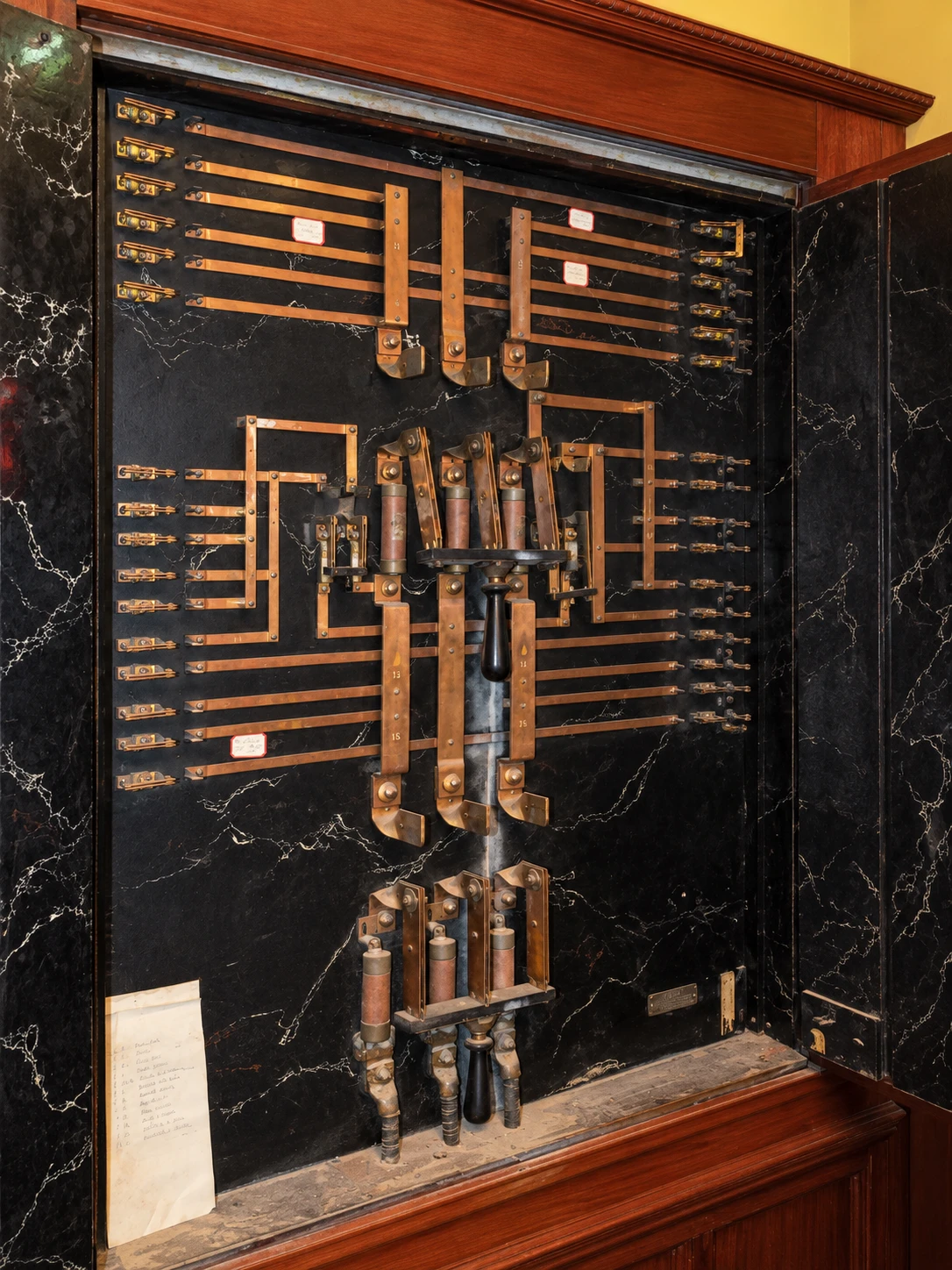 Historic electrical panel at Zion Lutheran Church