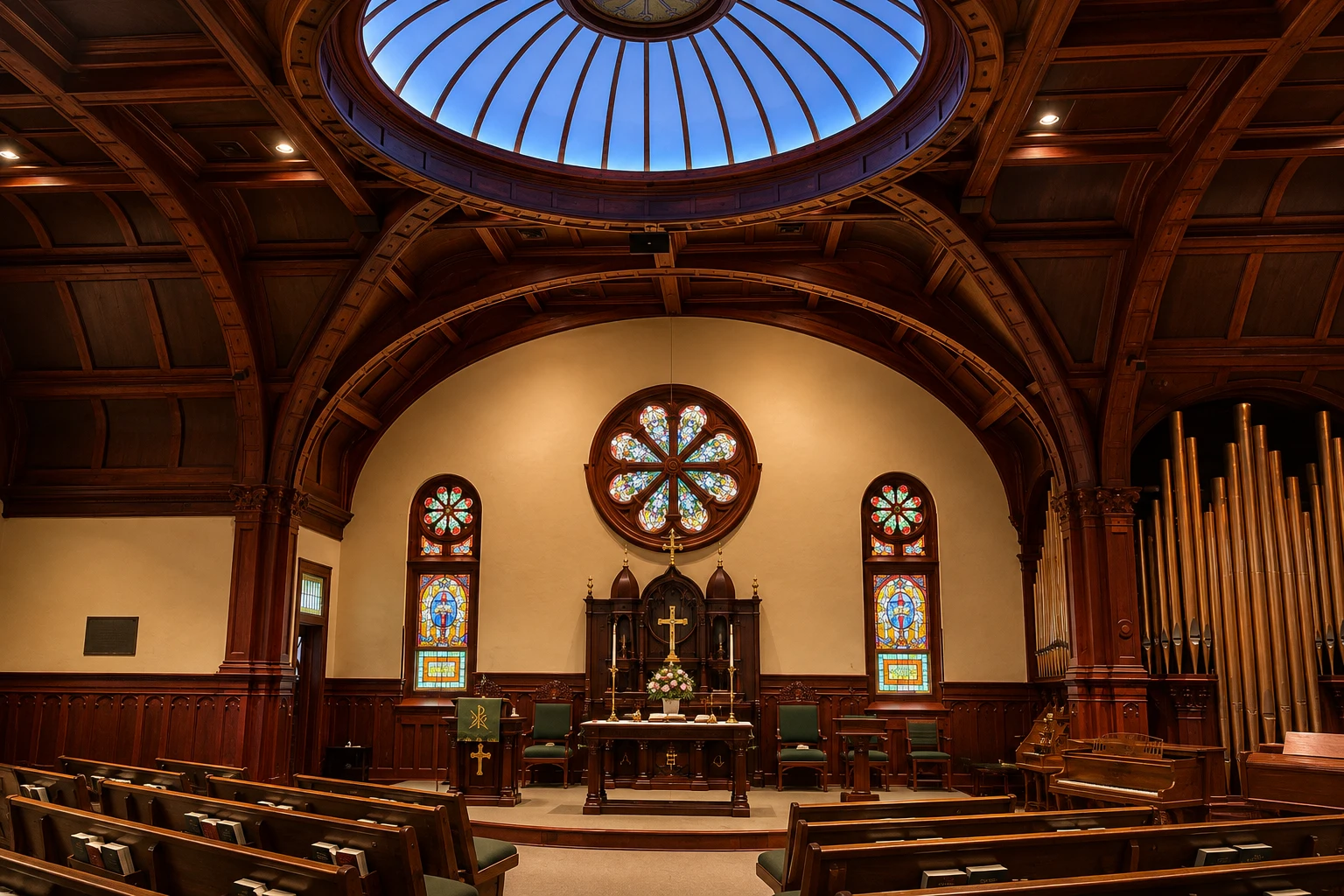 The sanctuary at Zion Evangelical Lutheran Church