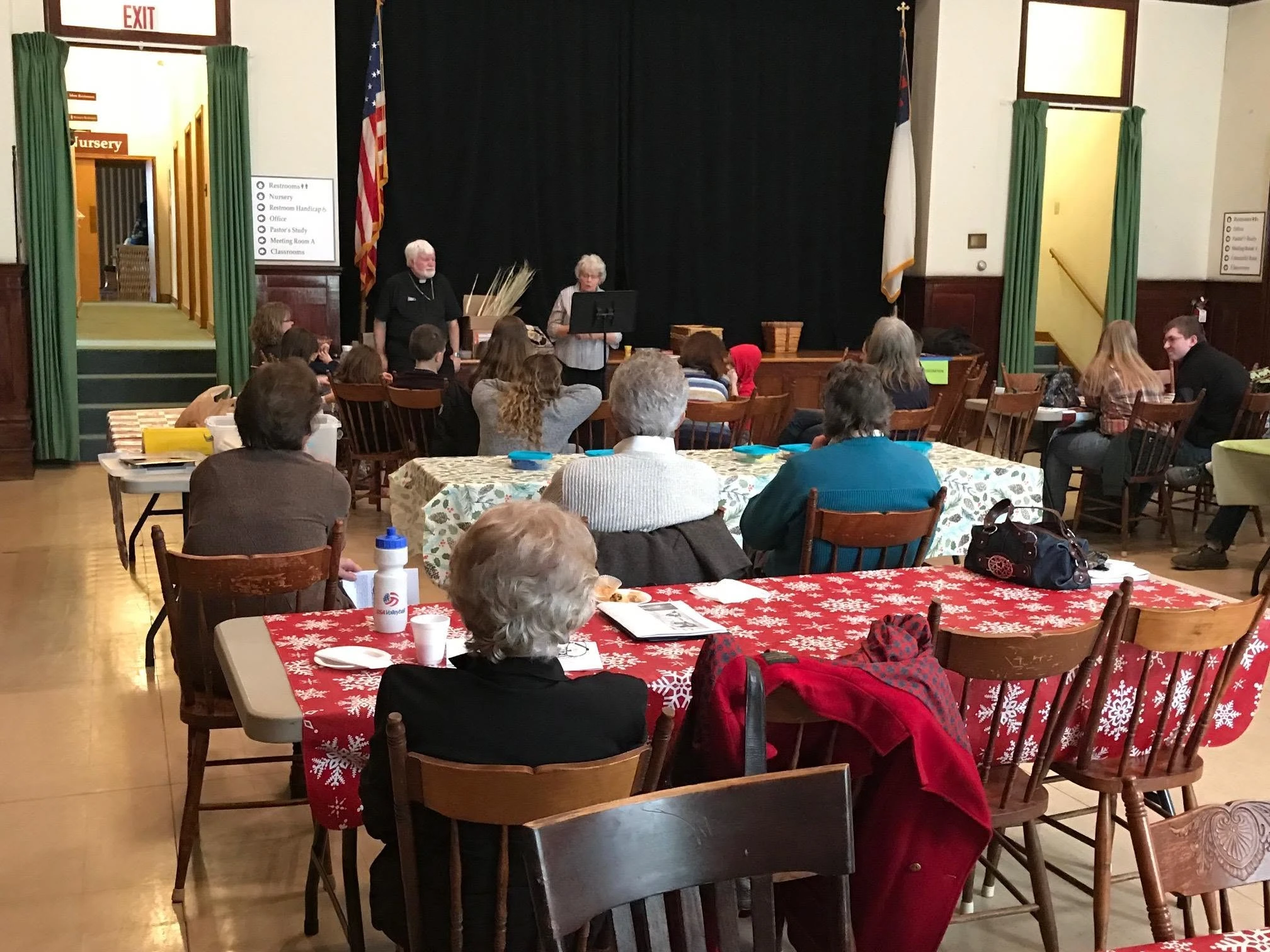 People gathered for Christian education at Zion Lutheran Church